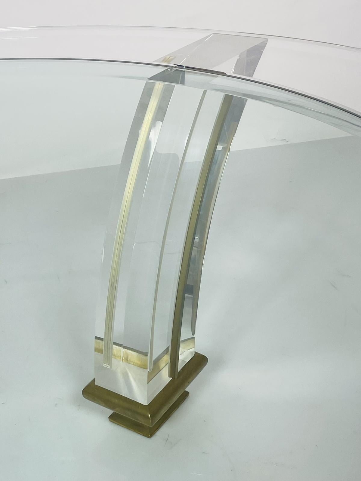 Vintage Lucite & Brass Coffee Table For Sale 3