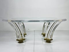 Tavolino vintage in lucite e ottone