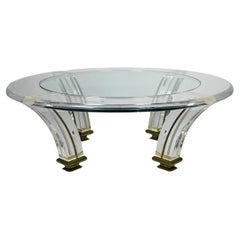 Vintage Lucite & Brass Coffee Table