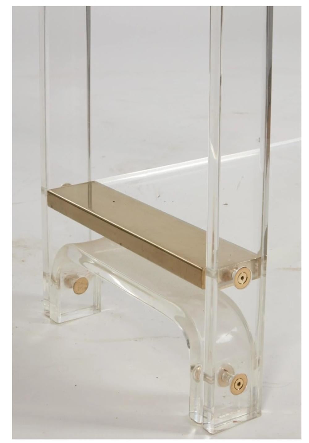 Vintage Lucite & Brass Etagere in the style of Charles Hollis Jones For Sale 1