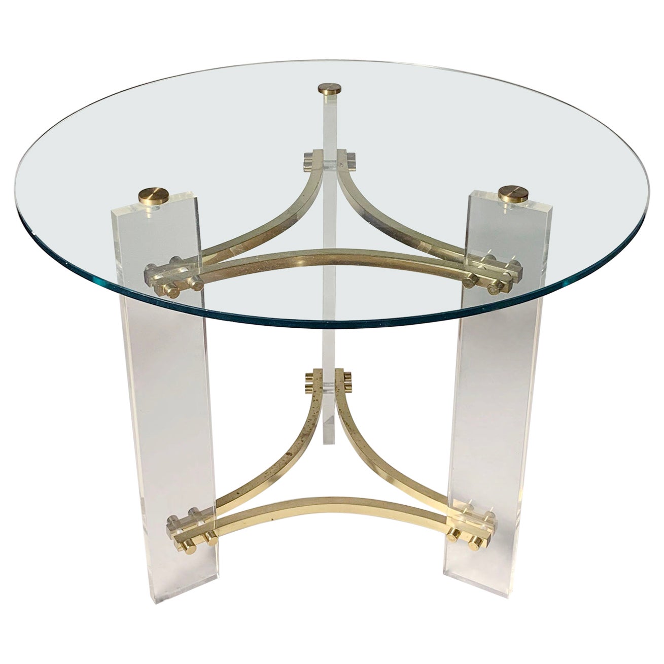 Vintage Lucite, Brass & Glass Charles Hollis Jones Accent Table