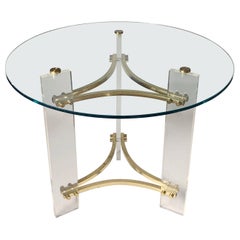 Charles Hollis Jones Akzenttisch aus Lucite, Messing und Glas, Vintage