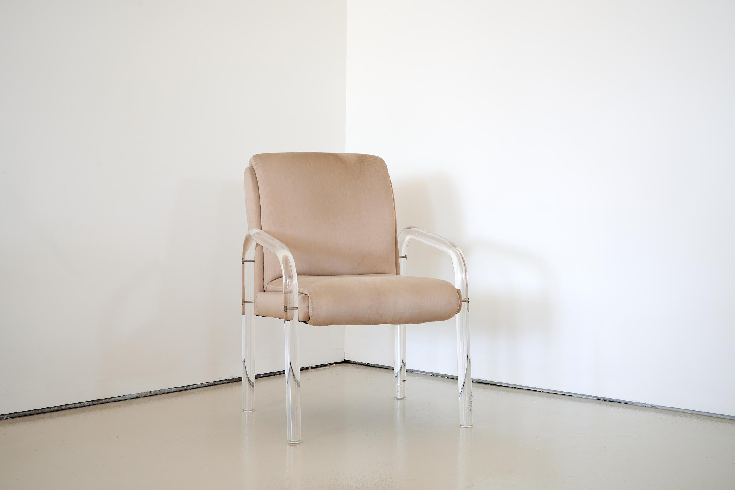 Americano Sedia vintage in lucite di Leon Frost per Lion in Frost, per una tappezzeria personalizzata in vendita