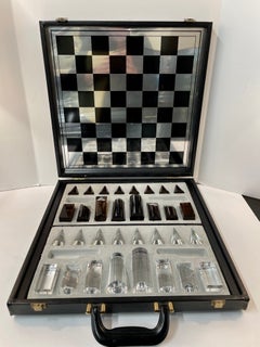 Vintage Lucite Chess Set in Travel Case
