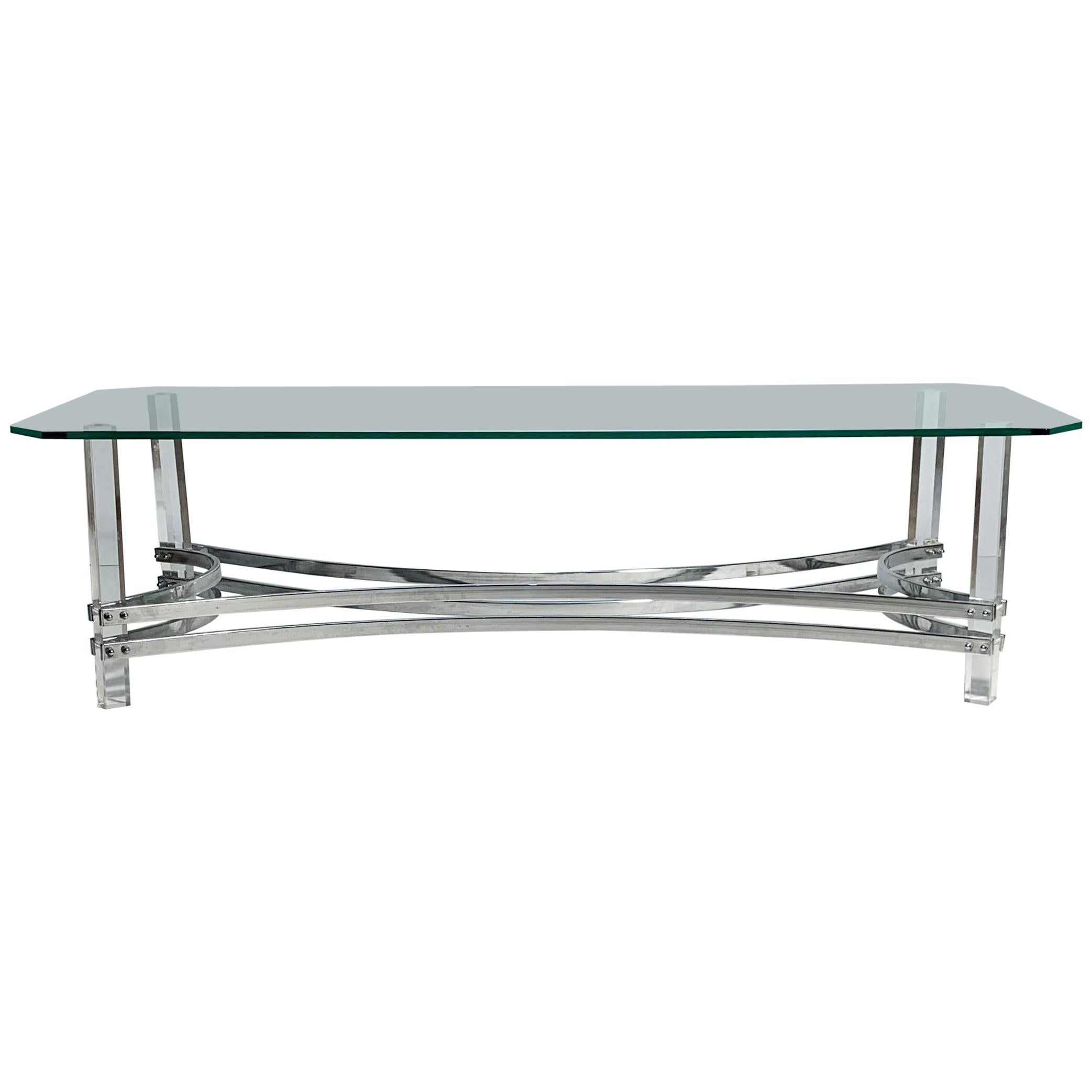 Vintage Lucite / Chrome Coffee Table Attributed to Charles Hollis Jones