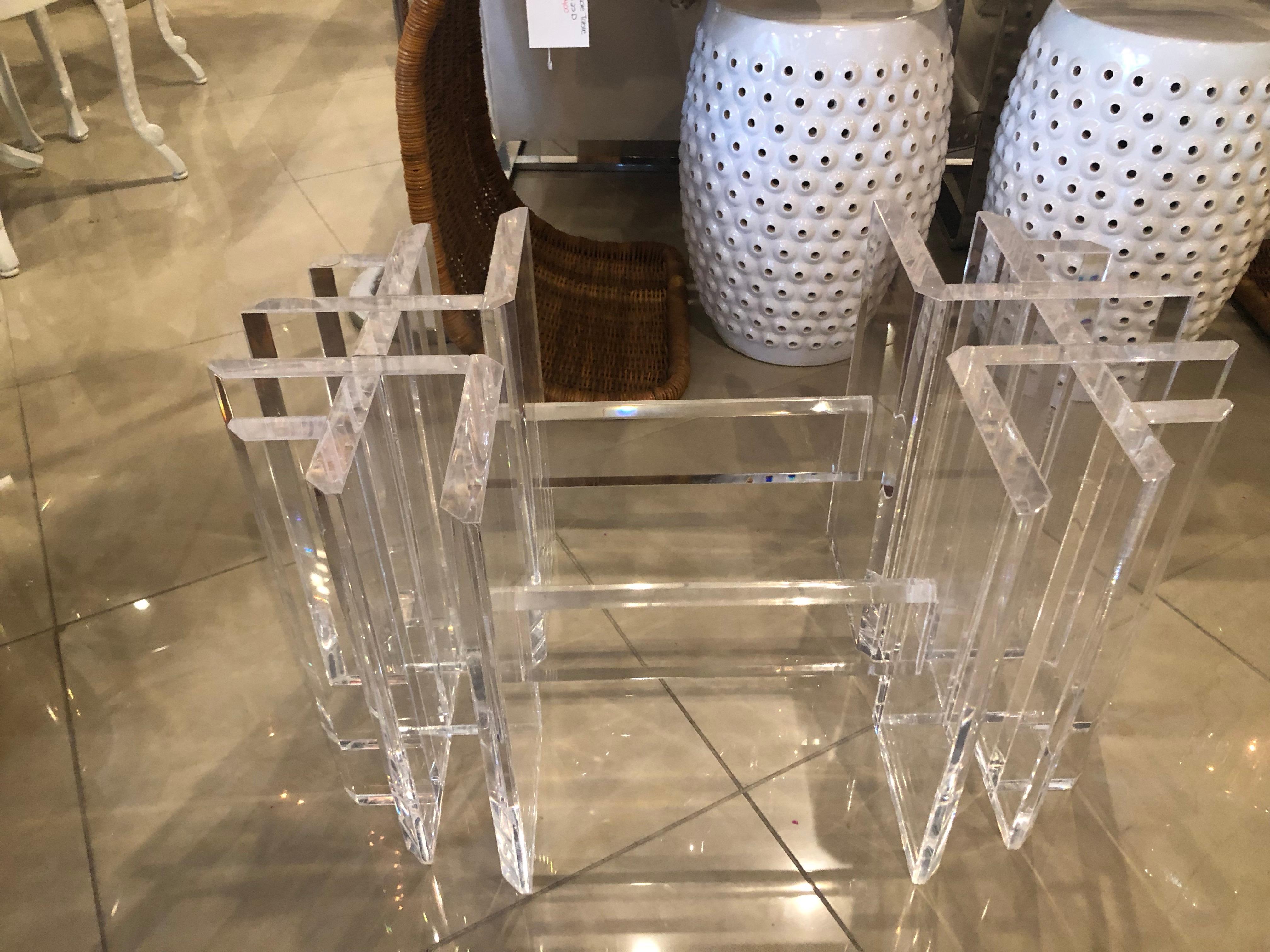 American Vintage Lucite Coffee Cocktail Table Geometric Hollywood Regency