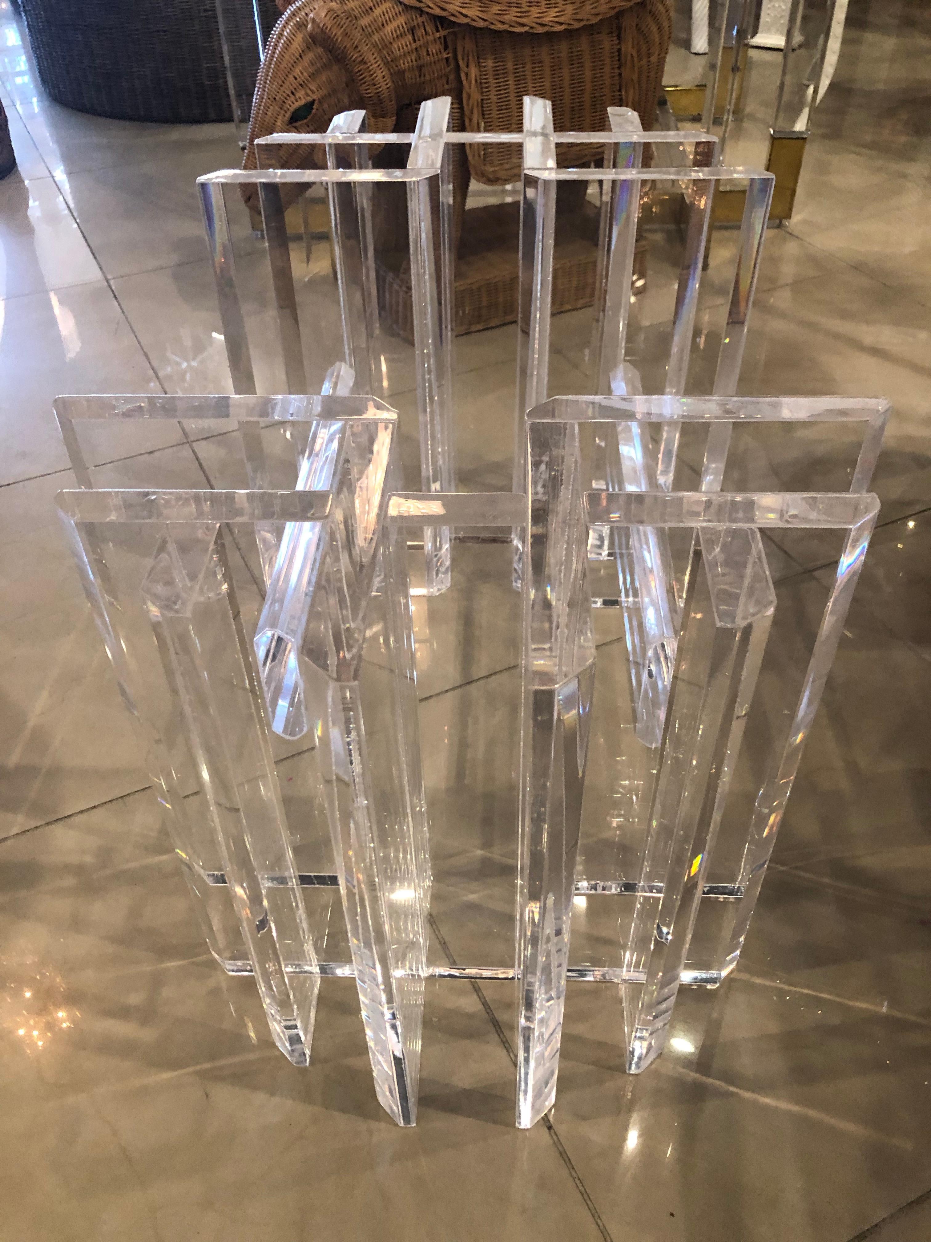 Late 20th Century Vintage Lucite Coffee Cocktail Table Geometric Hollywood Regency