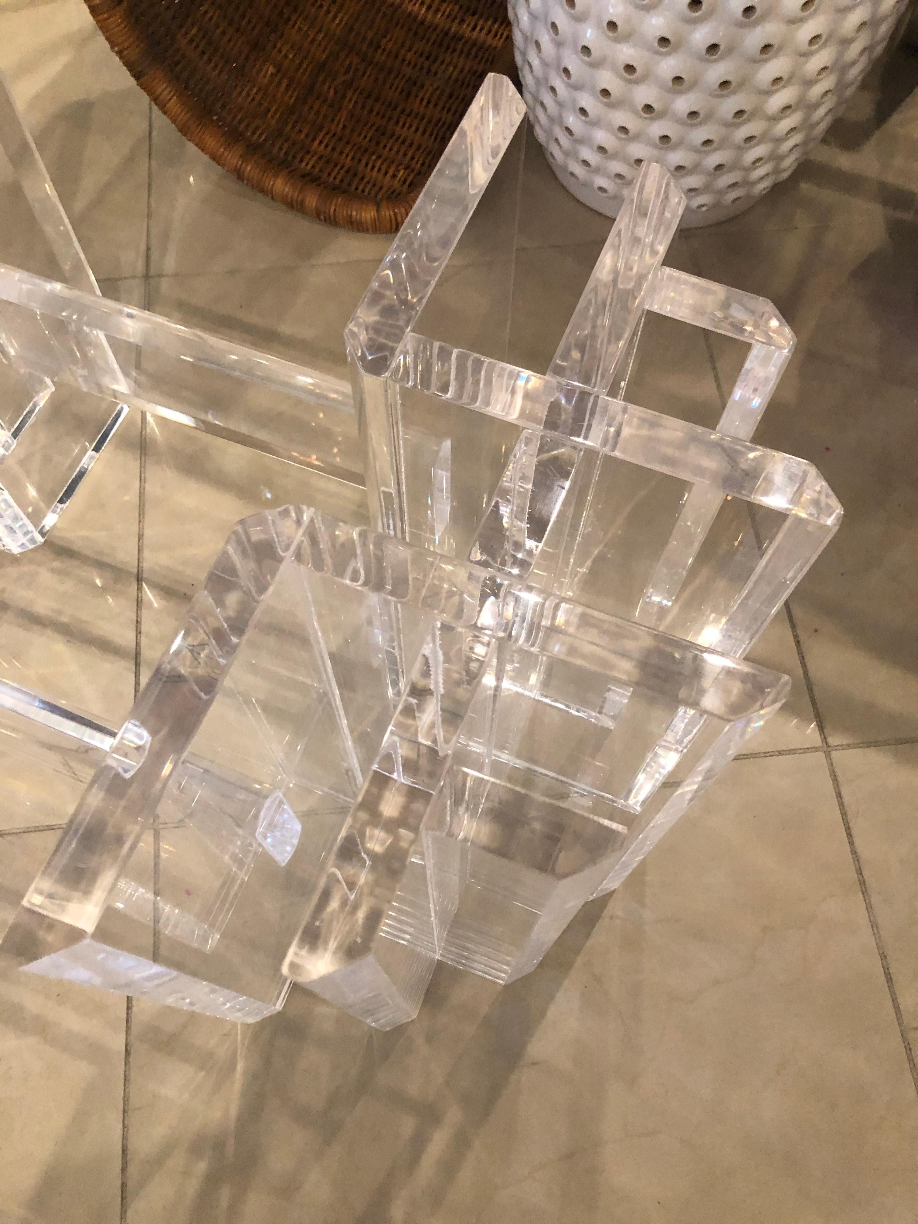 Vintage Lucite Coffee Cocktail Table Geometric Hollywood Regency 2