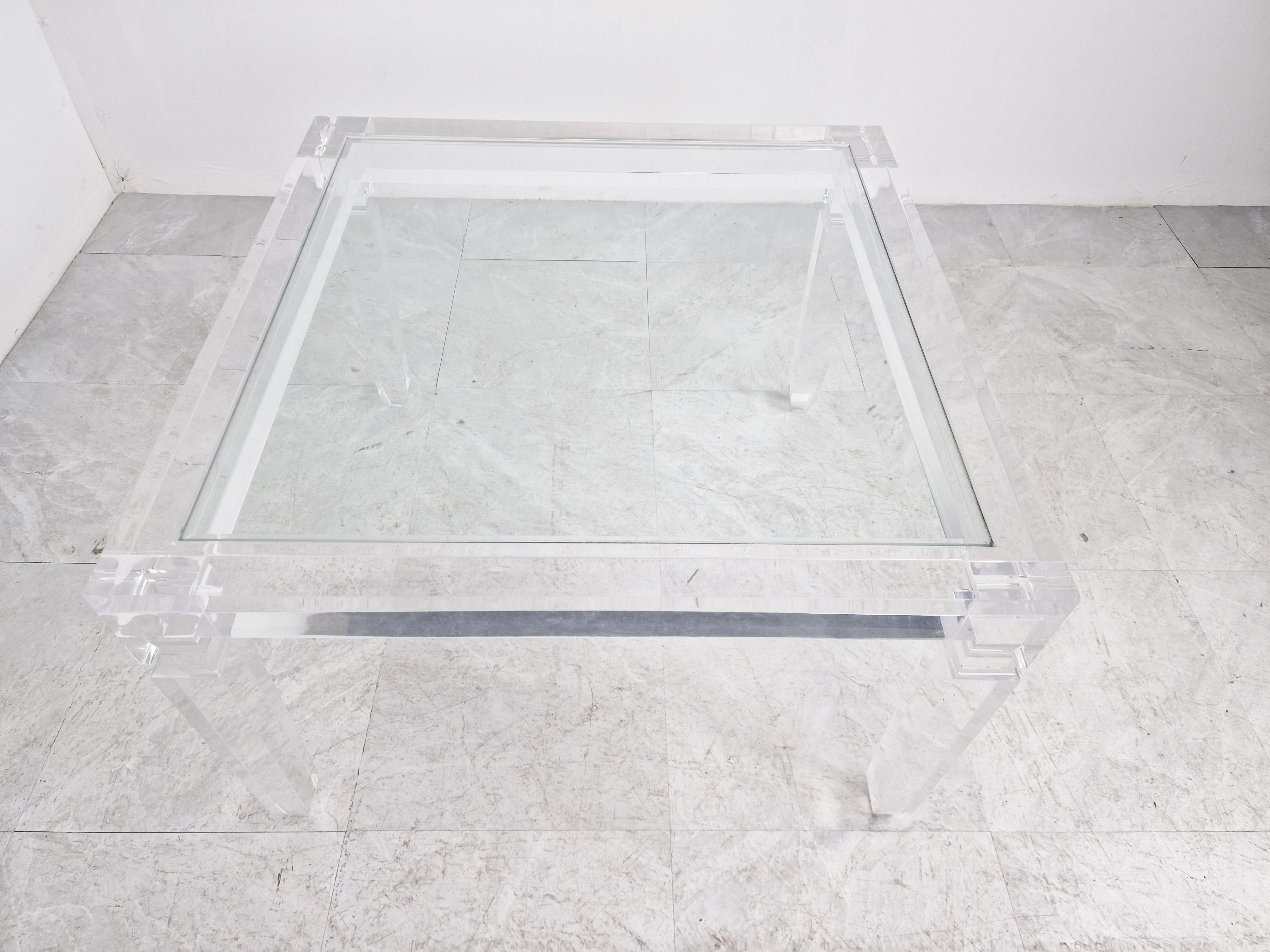 Glass Vintage Lucite Coffee Table, 1990s For Sale