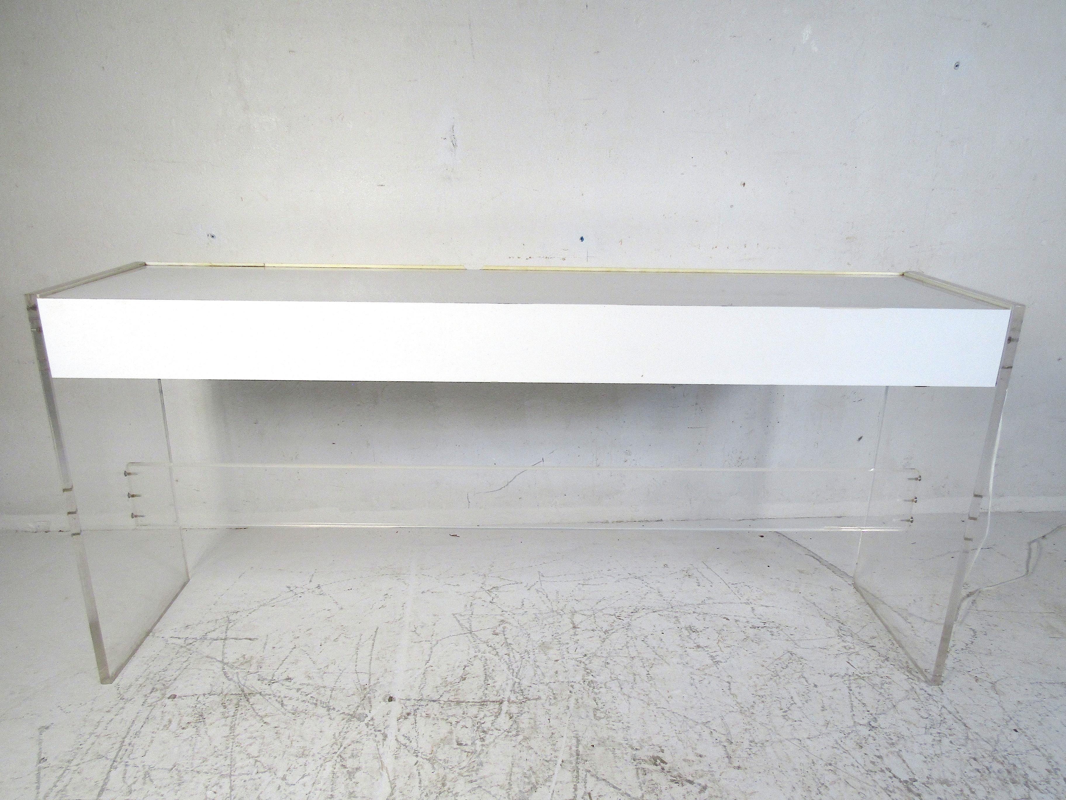 Vintage Lucite Console with Stool In Fair Condition In Brooklyn, NY