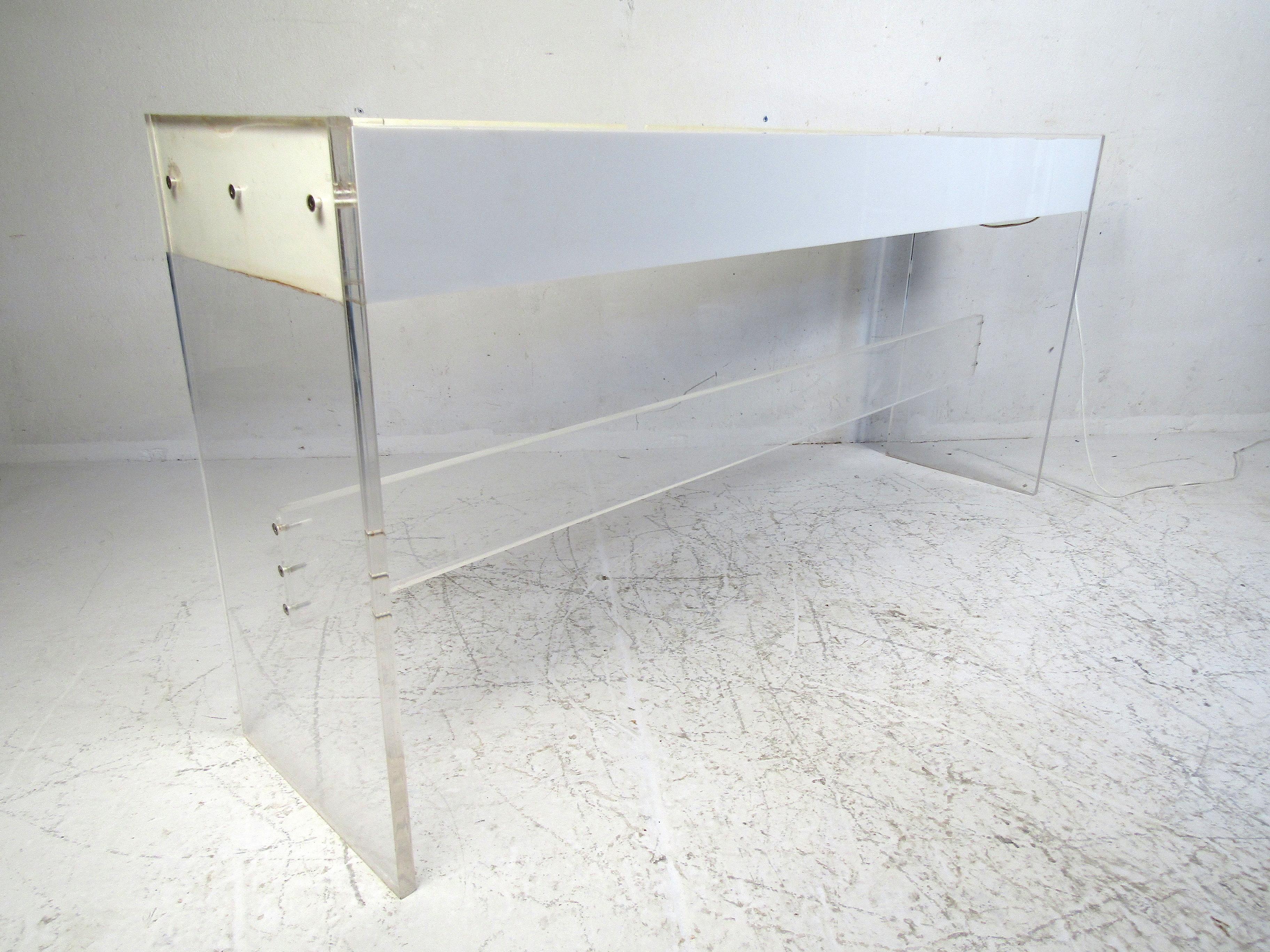 20th Century Vintage Lucite Console with Stool