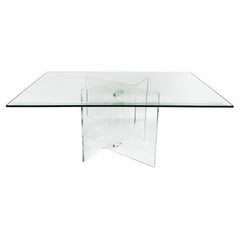 Vintage Lucite Criss Cross Coffee Table With Glass Top, 2 Available