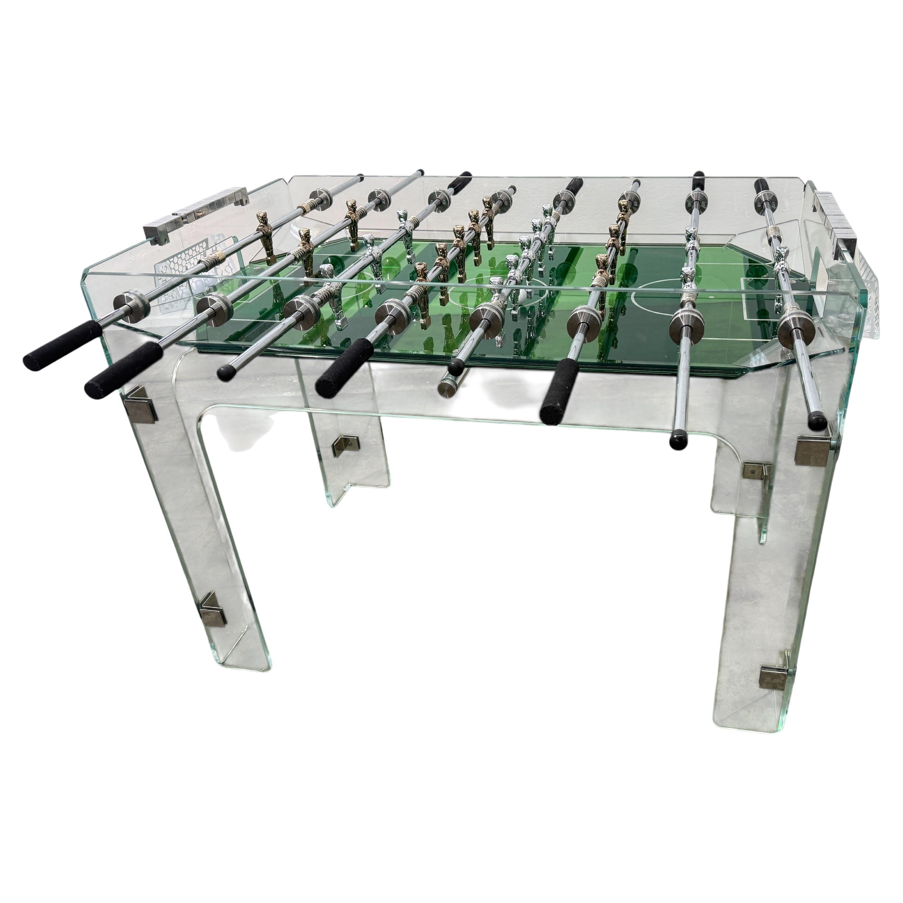 Vintage Lucite & Crystal Glass Foosball Table, Italy, 1970s