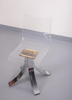 Vintage Lucite Desk Chair France, 1970s