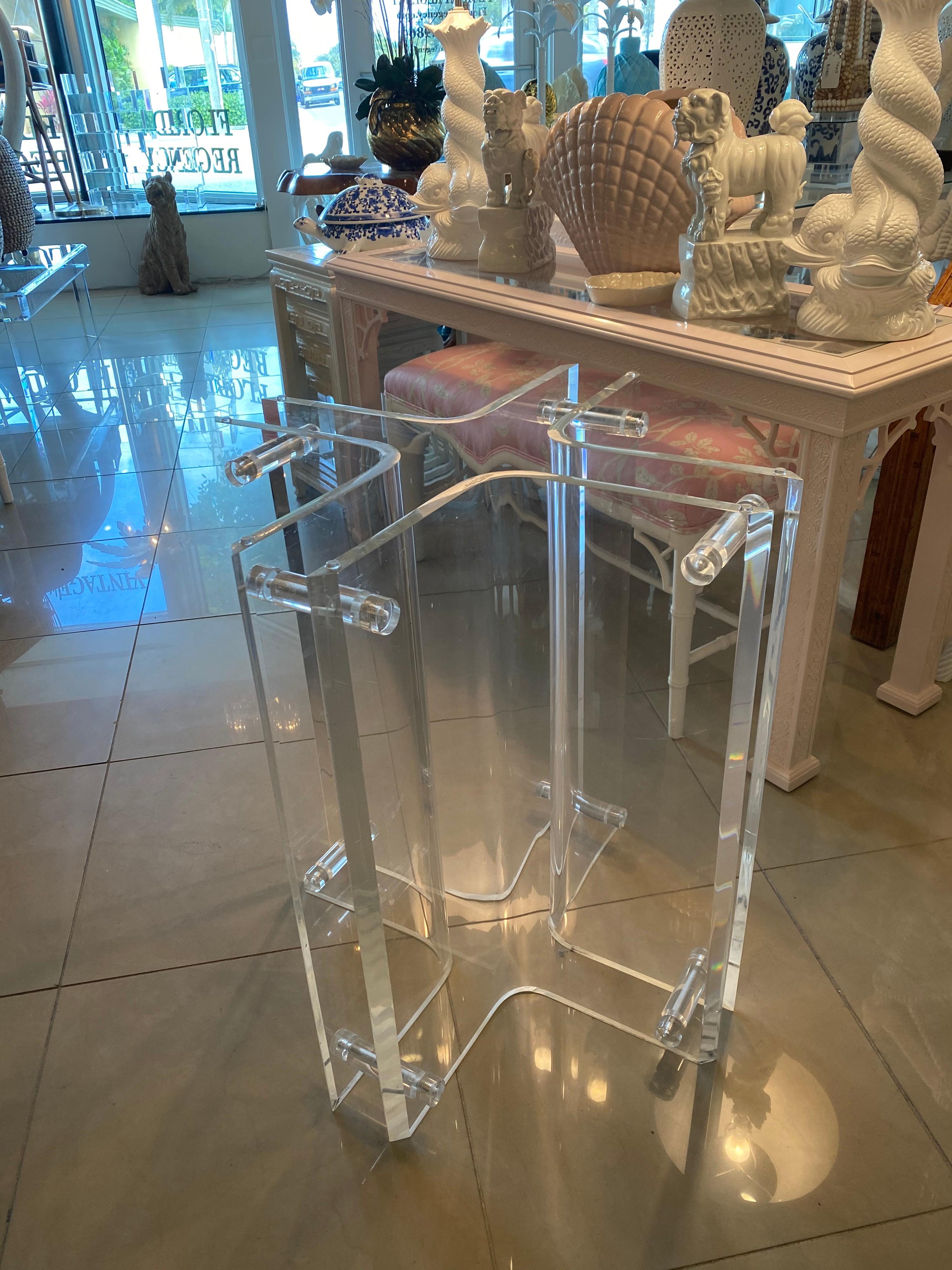 Vintage lucite Dining, Entry or Center Table Base Geometric Peg For ...
