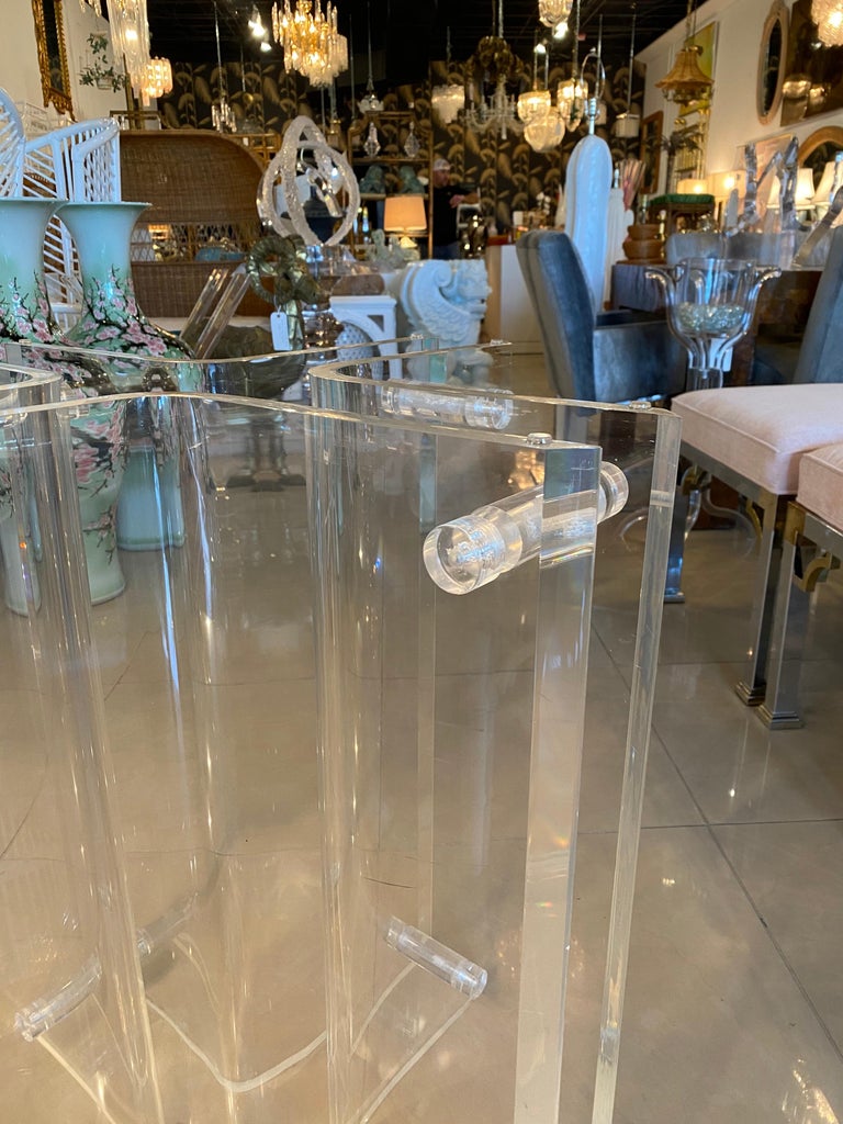 Vintage lucite Dining, Entry or Center Table Base Geometric Peg For ...