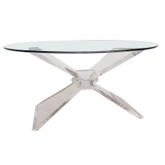 Vintage Lucite Dining Table, in the Style of Lion in Frost