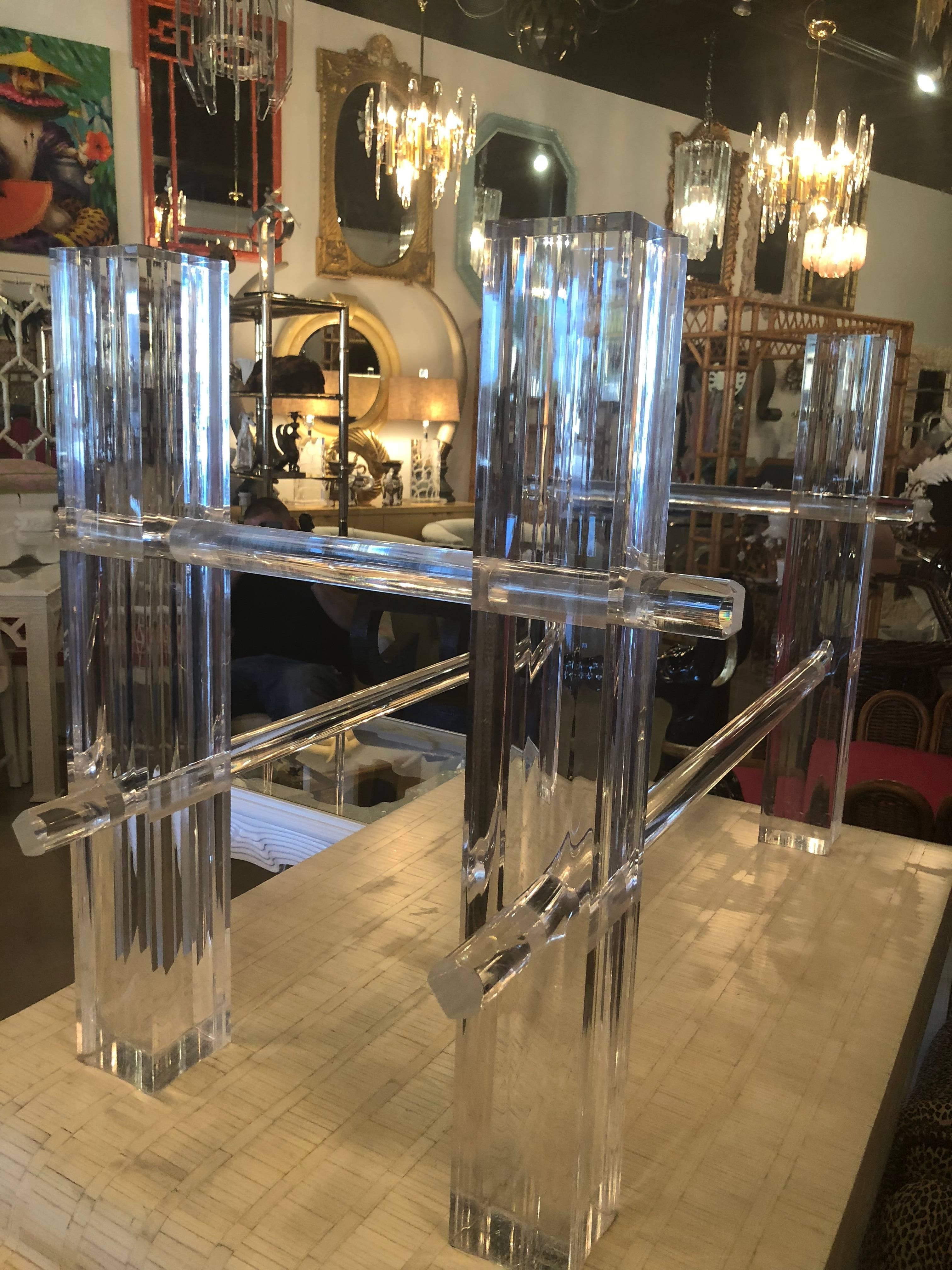 Vintage Lucite Dining Table or Desk Base, Adjustable Column Architectural 7