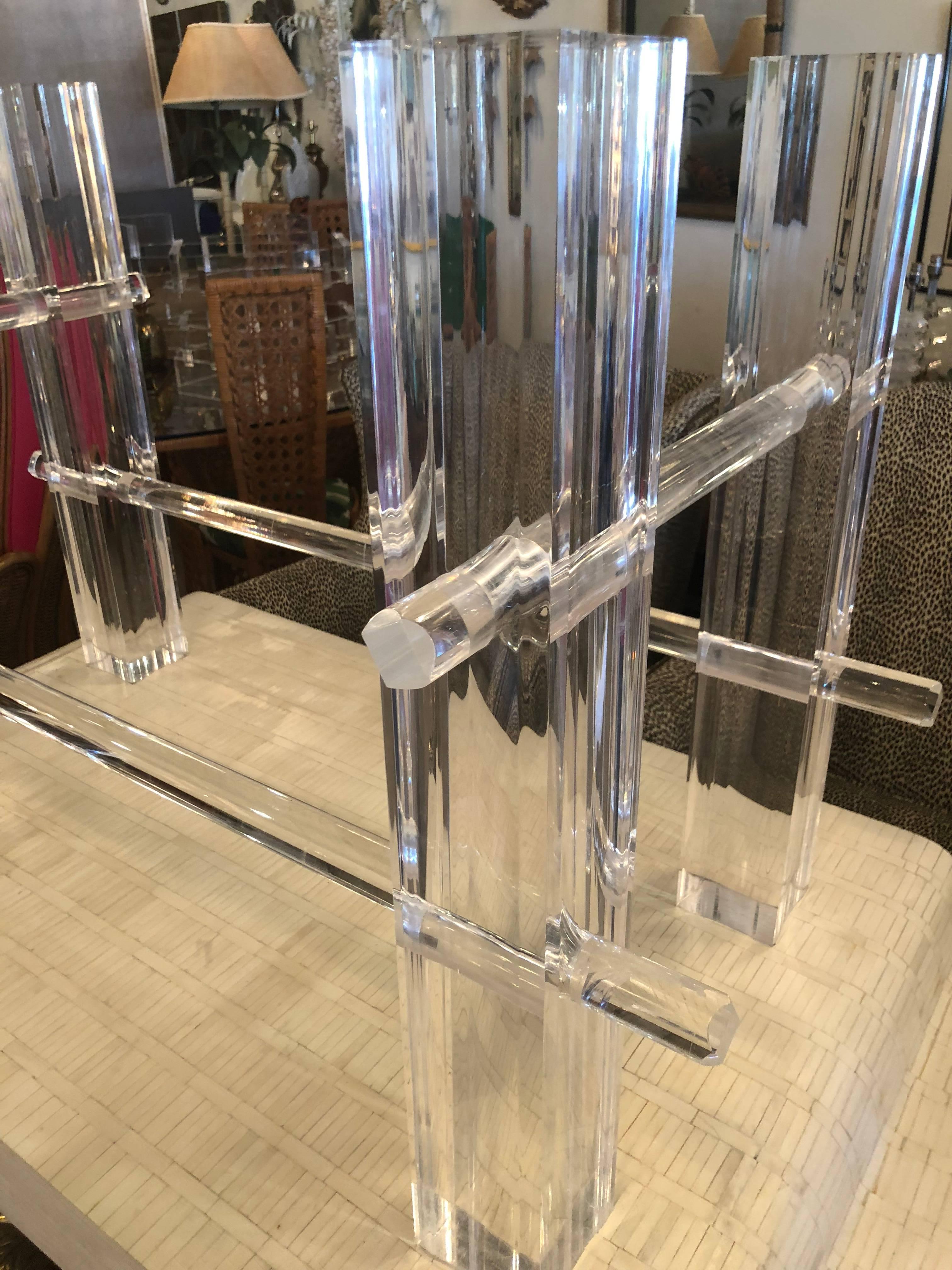 Vintage Lucite Dining Table or Desk Base, Adjustable Column Architectural In Good Condition In West Palm Beach, FL