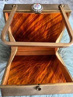 Vintage Lucite Evening Clutch Flyover New York Circa 1950 Porcelain & Agate