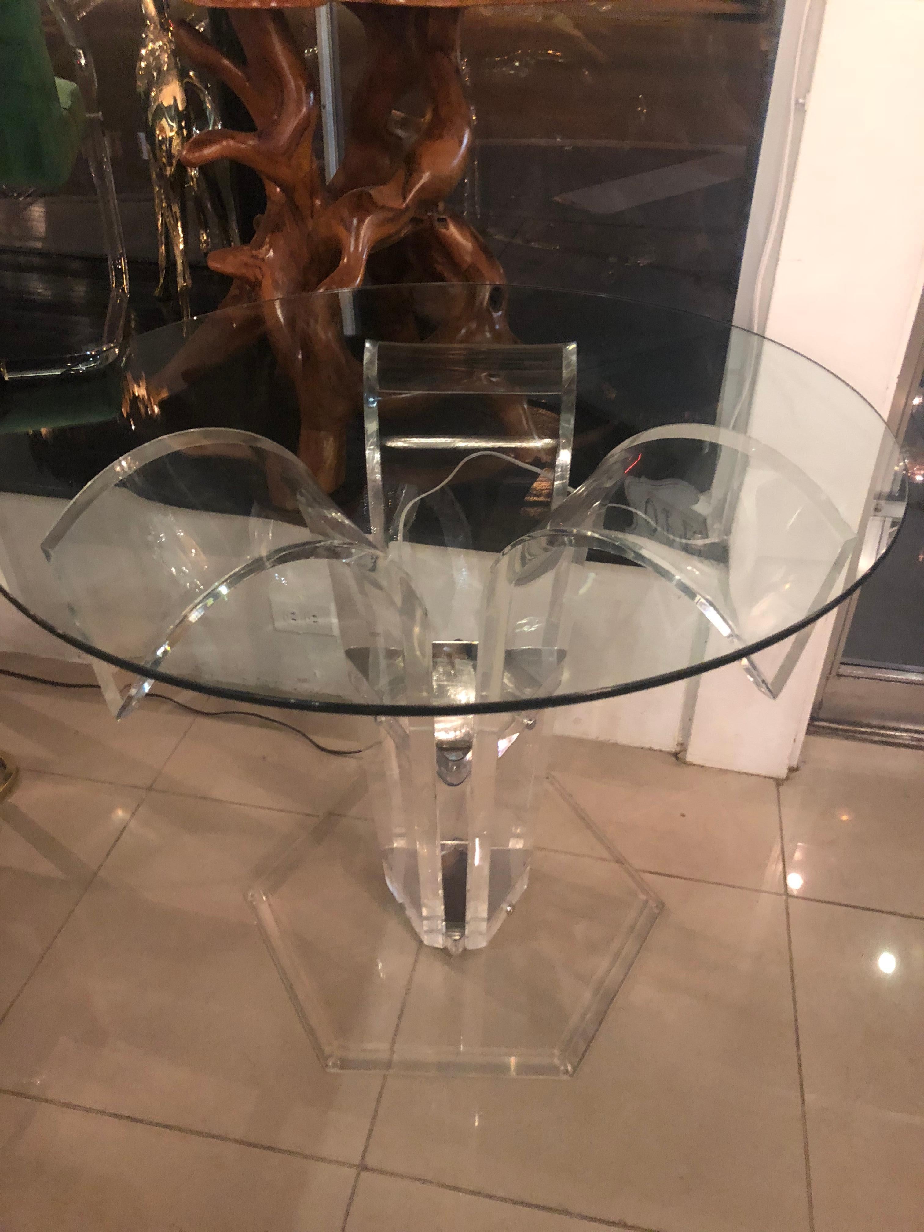 American Vintage Lucite Game Dining Entry Center Table Mirrored