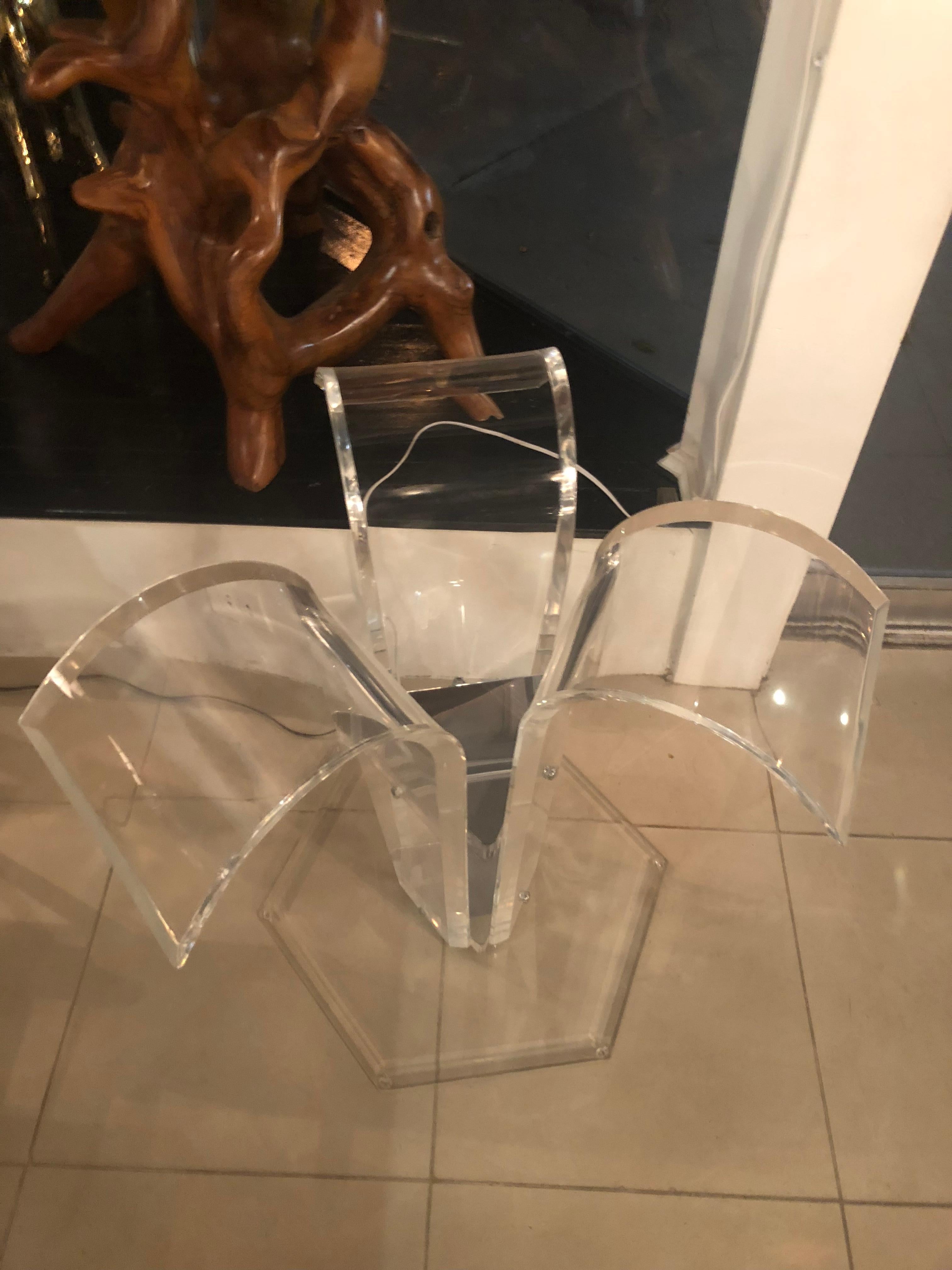Vintage Lucite Game Dining Entry Center Table Mirrored 2