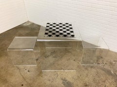 Vintage Lucite Game Table and Stools