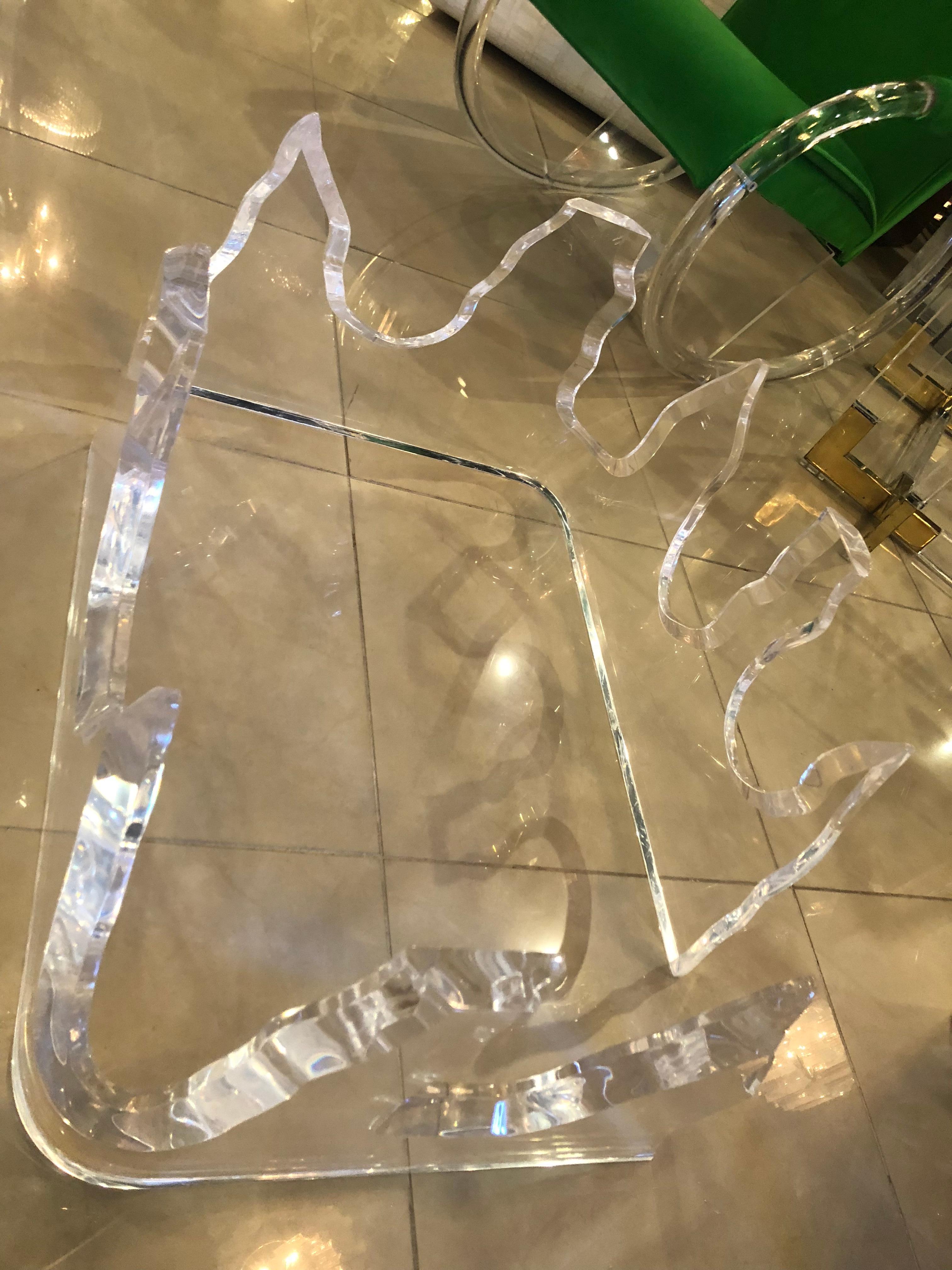 Vintage Lucite Glacier Iceberg Flame Coffee Cocktail Table Base a Pair In Good Condition For Sale In West Palm Beach, FL