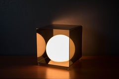 Vintage Smoked Lucite Cube Globe Lamp