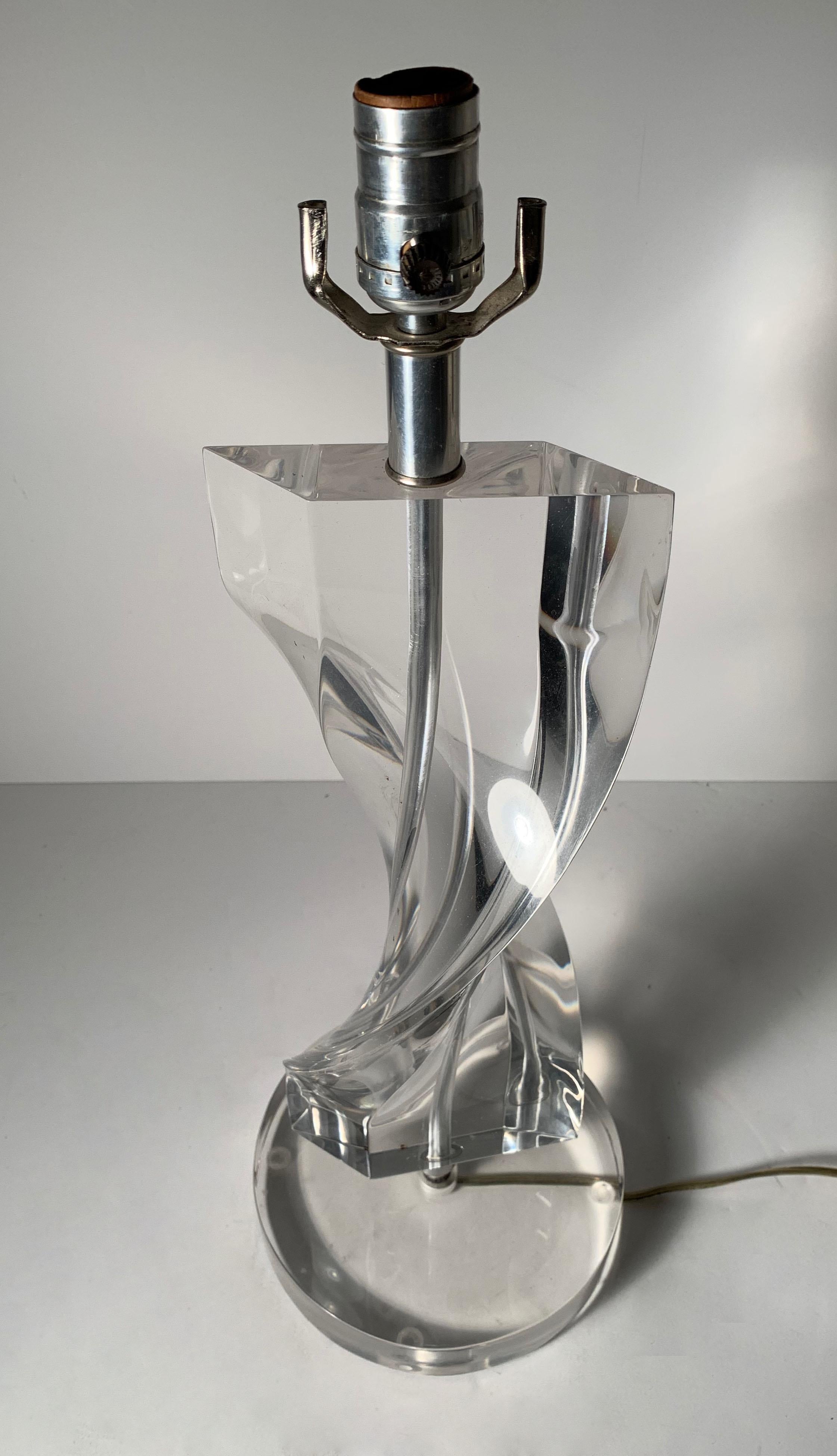 American Vintage Lucite Helix Twist Lamp by Herbert Ritts for Astrolite California For Sale