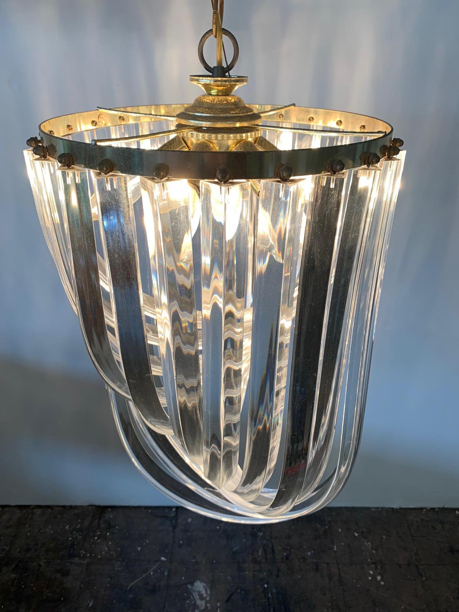 Vintage Lucite Hoop Ribbon Chandelier 3