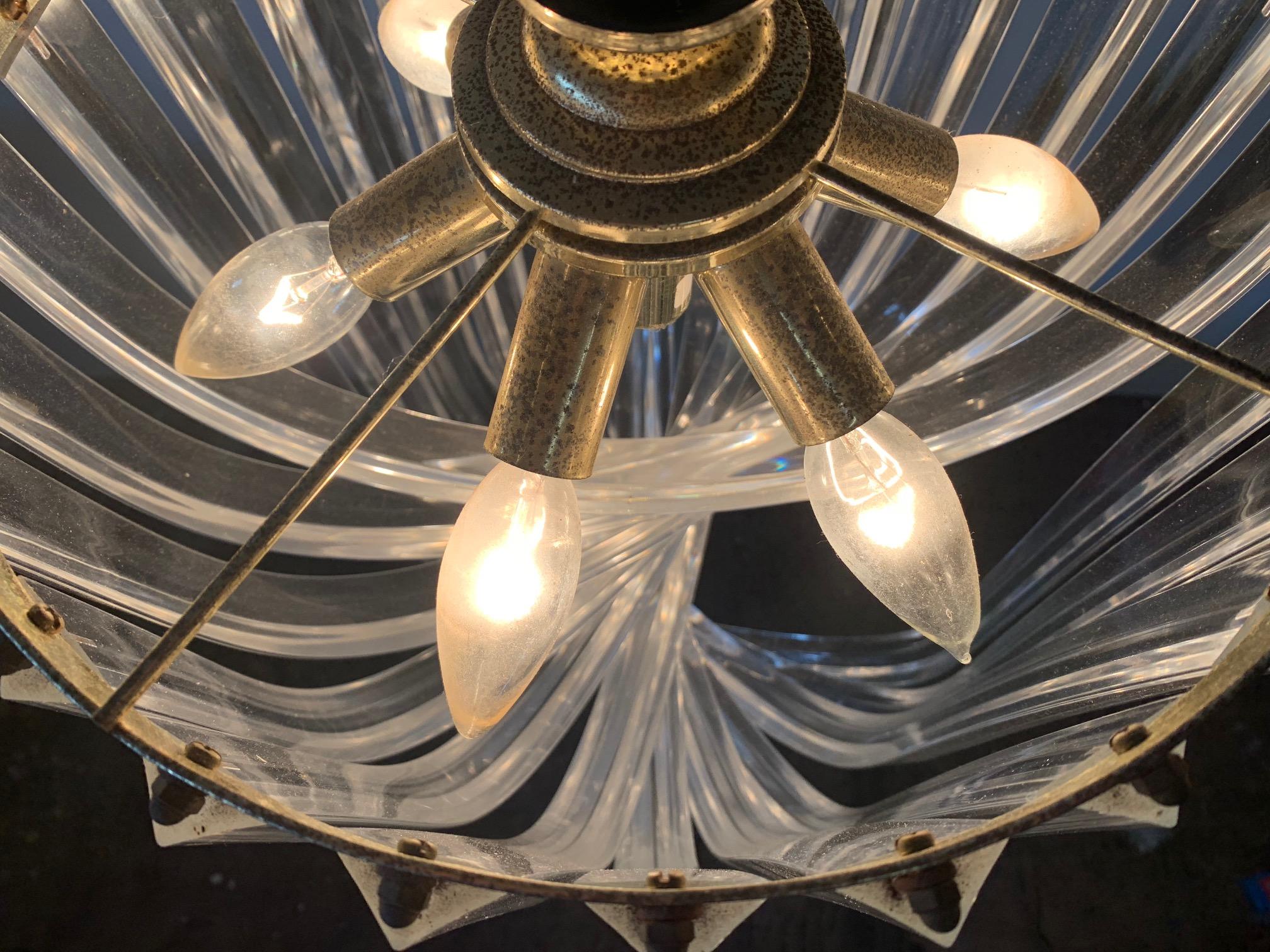 Vintage Lucite Hoop Ribbon Chandelier 5