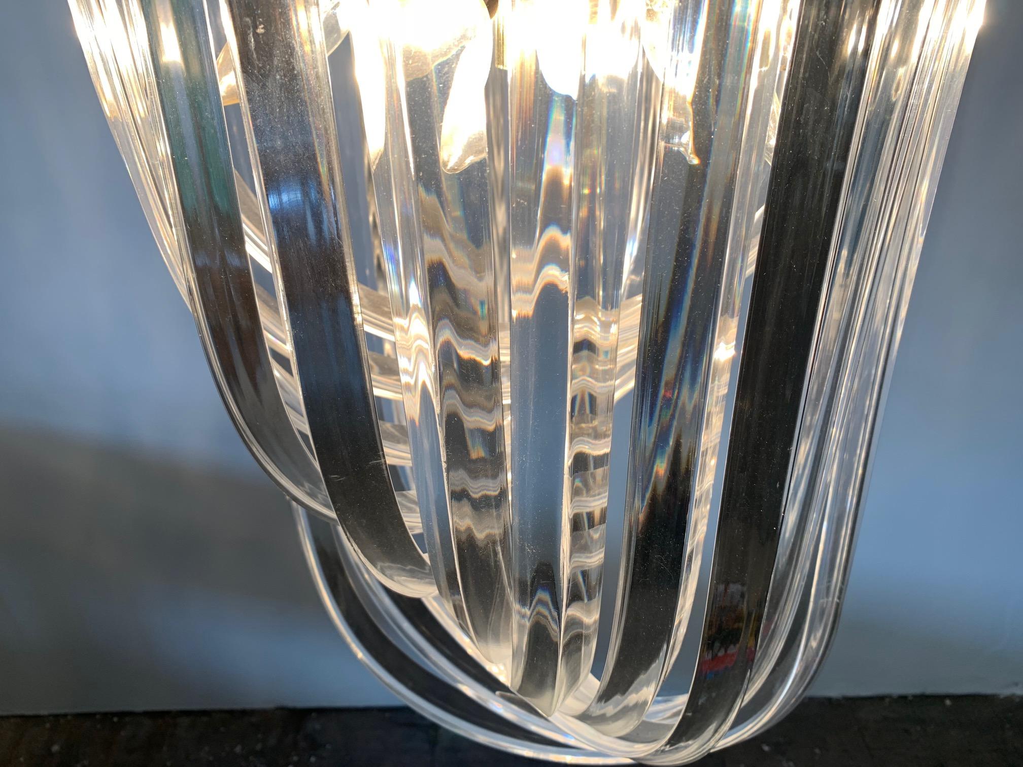 Late 20th Century Vintage Lucite Hoop Ribbon Chandelier