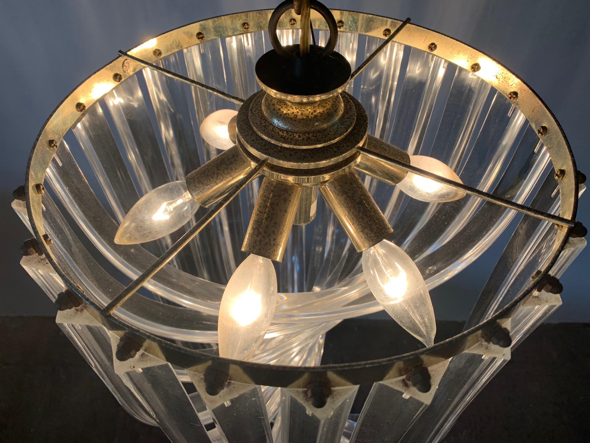 Vintage Lucite Hoop Ribbon Chandelier 1