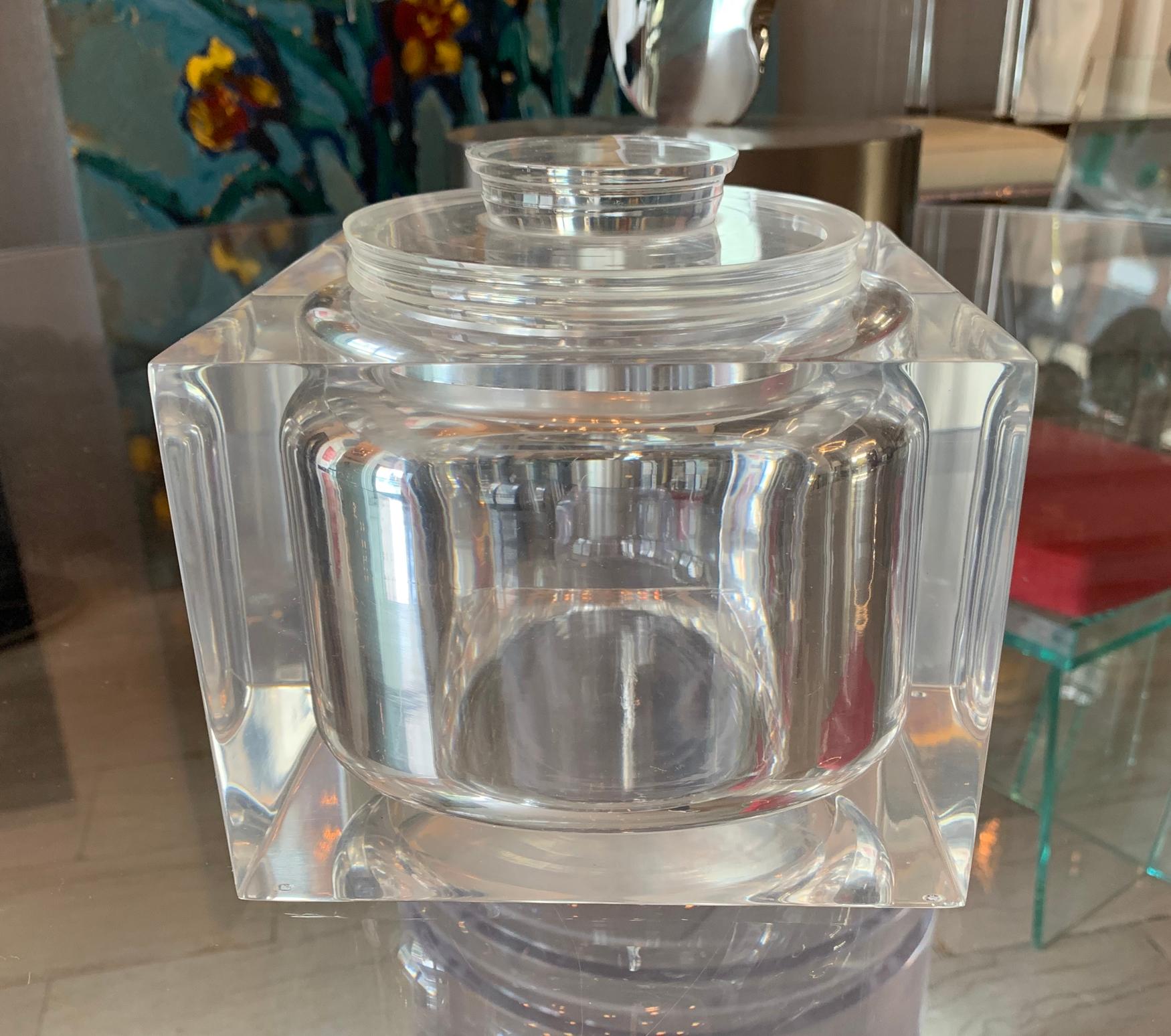 Late 20th Century Vintage Lucite Ice Bucket For Sale