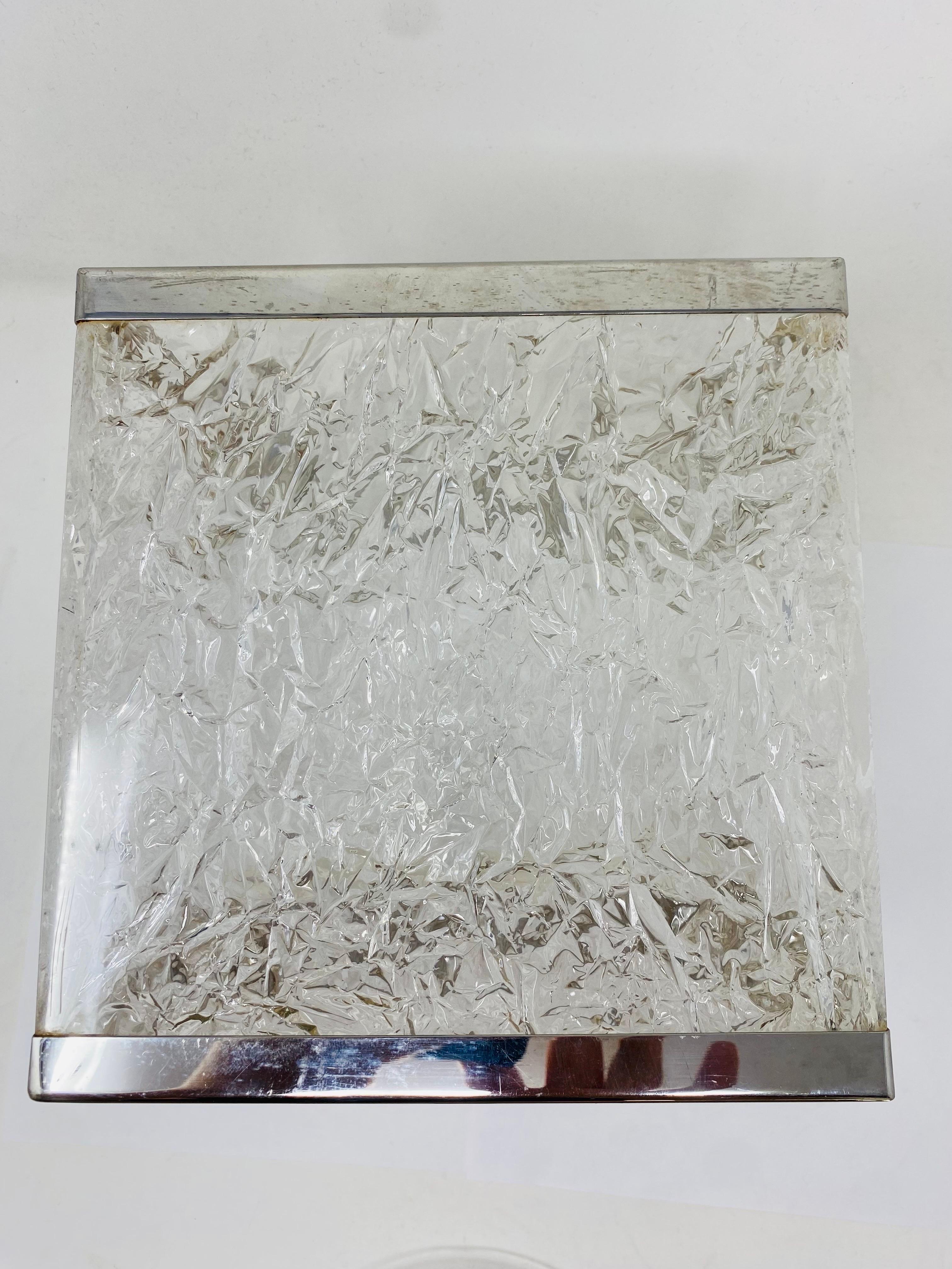 Late 20th Century Vintage Lucite Ice Bucket in Ice Effect in the Style of Willy Rizzo, Italy 1970s For Sale
