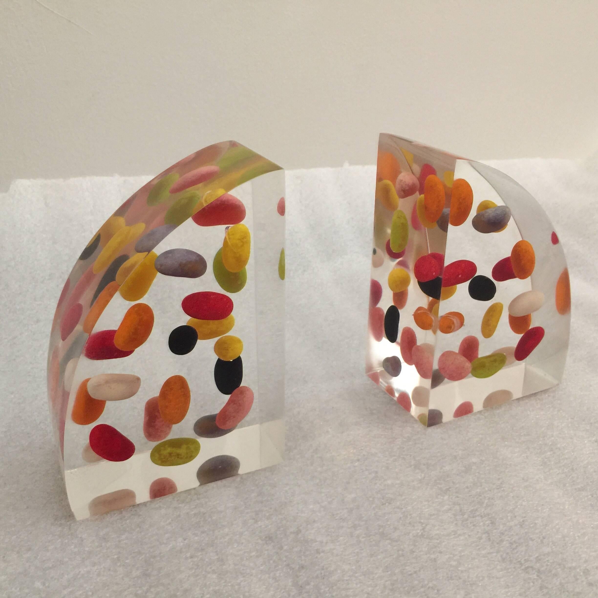 Vintage Lucite Jellybean Bookends In Excellent Condition In East Hampton, NY