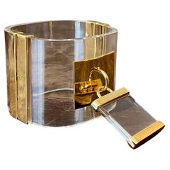 Vintage Lucite Lock Bracelet with Magnetic Clasp