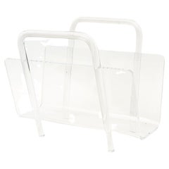 Vintage Lucite Magazine Stand and Rack with Handles Desk Accessory