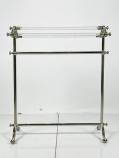 Vintage Lucite & Nickel Freestanding Towel Holder
