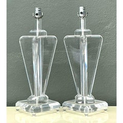 Vintage Lucite Paddle Lamps - A Pair