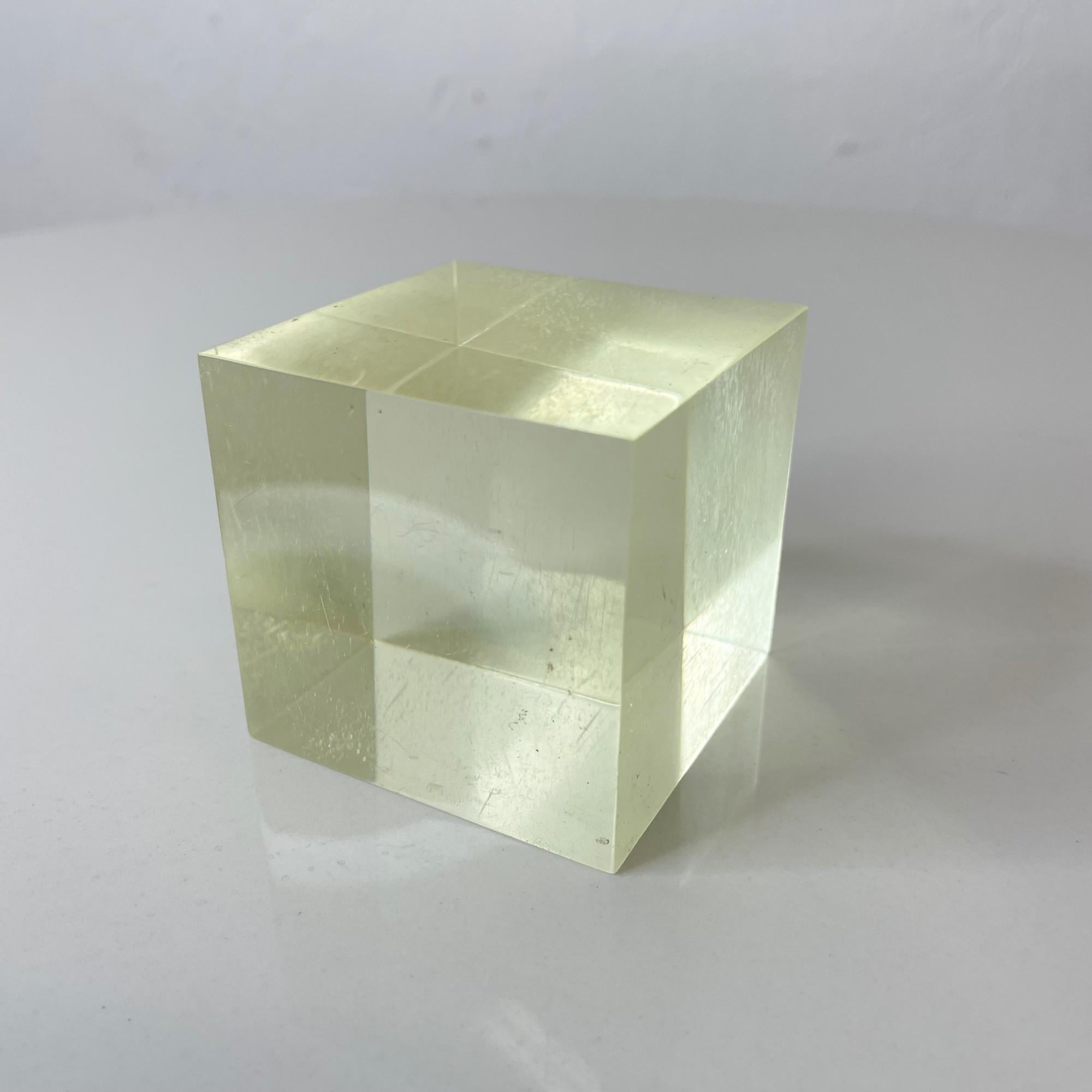 American Vintage Lucite Paperweight Geometric Cube 1970s Mod Desk Accessory