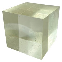 Vintage Lucite Paperweight Geometric Cube 1970s Mod Desk Accessory