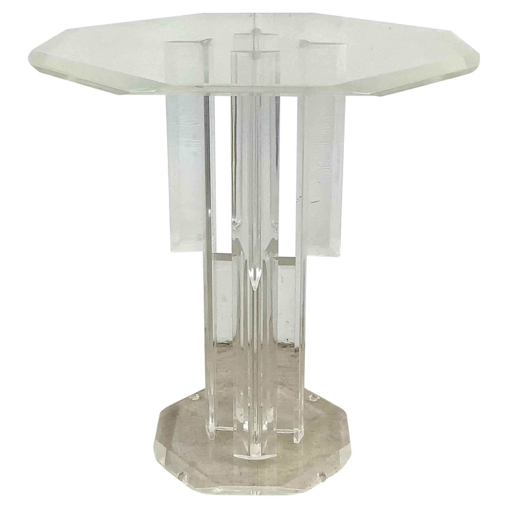 Table à piédestal vintage en lucite