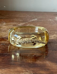 By Vintage Lucite & Rhinestone Encrusted Lizard Hinge Bracelet