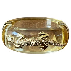 Vintage Lucite & Rhinestone Encrusted Lizard Hinge Bracelet