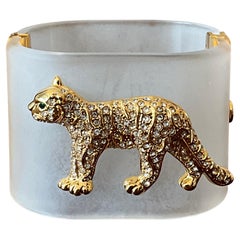 Vintage Lucite Rhinestone Leopard Bracelet