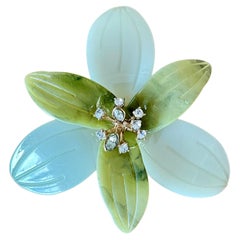 Vintage Lucite & Rhinestone Orchid Brooch