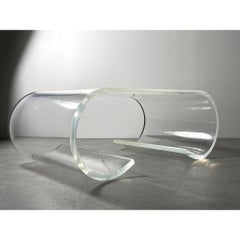 Vintage Lucite Scroll Coffee Table in the Style of Karl Springer, circa 1970s