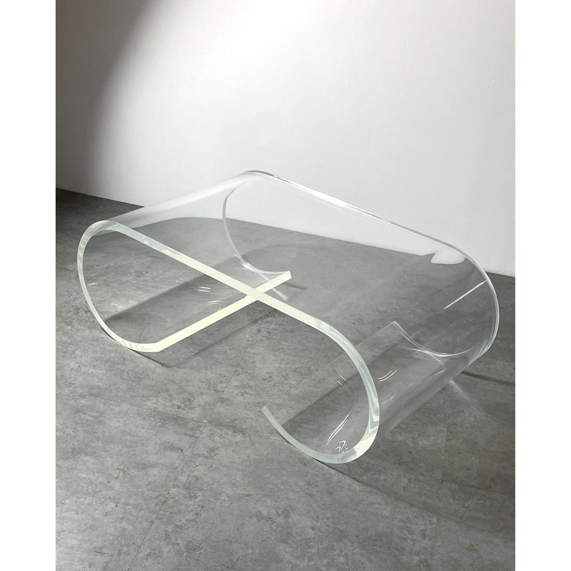 20th Century Vintage Lucite Scroll Coffee Table in the Style of Karl Springer, circa 1970s